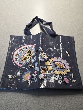 Vera Bradley Navy Floral Pattern Reusable Tote